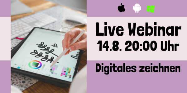 Live Webinar 14.8. 2000 Uhr Sketchcamp Digital 2023 gratis webinar digital zeichnen sketchnotes jetzt anmelden simone abelmann